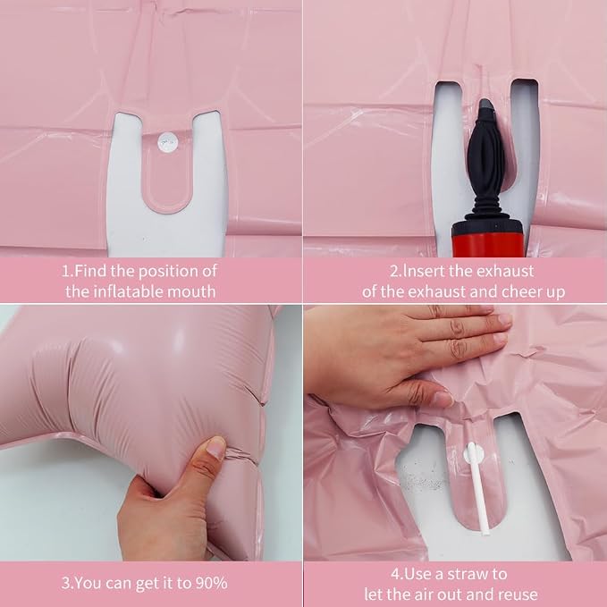Vuzvuv Pink Happy Birthday Balloons, 38 Inches Huge Bow Aluminum Foil Balloons - Image 3