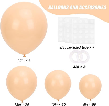 RUBFAC 135pcs Nude Balloons, Latex Boho Beige Apricot Balloon Different Sizes - Image 2