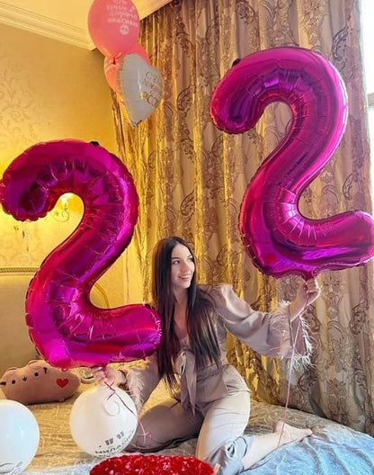 Hot Pink Number 2 Balloon 40 inch, Balloon numbers party supplies, deco photo - Image 6