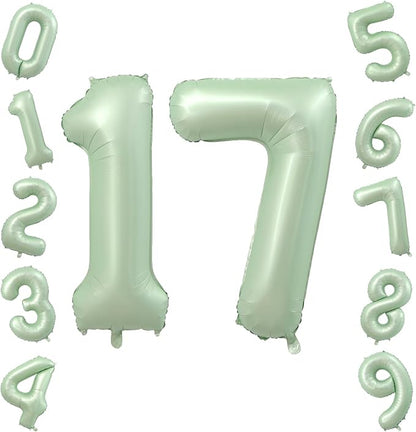 40 Inch Olive Green Number 17 Balloon by TNCDJKPA