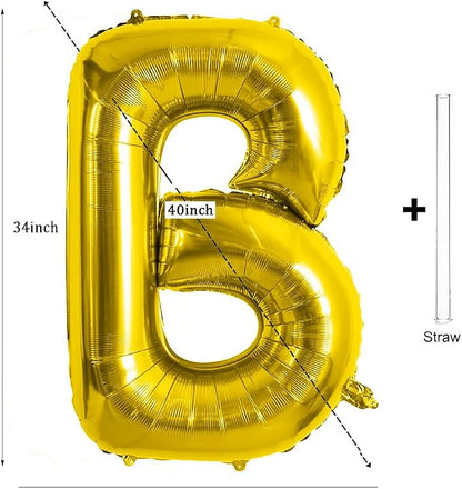 Gold Letter Balloons 40 Inch Large Letter B Balloon Aluminum | Foil Mylar Big - Image 2