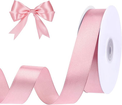 woric Pink Satin Ribbon 1 Inch x 50 Yards Pink Bow | Single-sided Polyester by woric