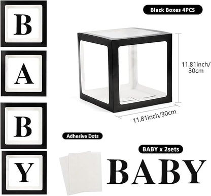 Voircoloria Baby Boxes with Letters, 4 Transparent Balloon Boxes | - Image 2