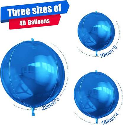 12Pcs Dark Blue Round Foil Balloons, Metallic Blue Foil Balloon - Image 2