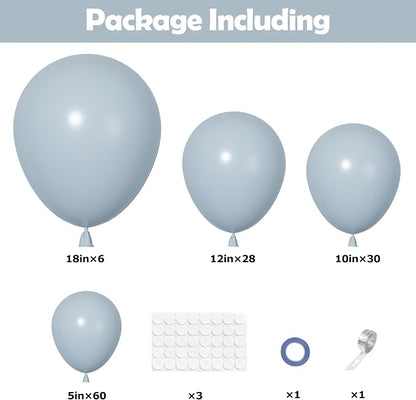 Ouddy Party 129Pcs Dusty Blue Balloons Different Sizes 18 12 10 5 Inch - Image 2