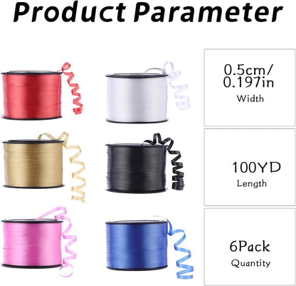 100 Yards Curling Ribbon-Balloon 6PCS Ribbon-Balloon String - Image 2