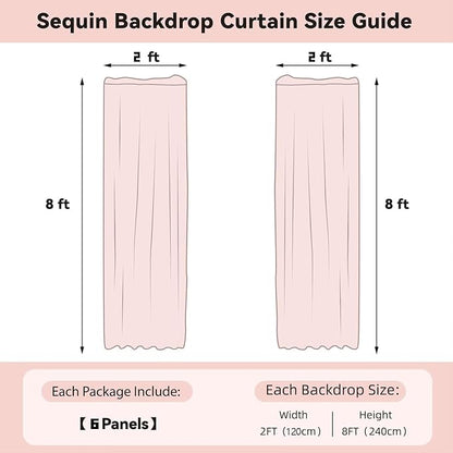Sugargirl Lavender Purple Sequin Backdrop Curtain 6 Panels 2FTx8FT Glitter - Image 6