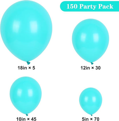 APLANET 150pcs Teal Blue Balloons Different Sizes 18 12 10 5 Inch Latex - Image 2