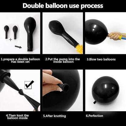 Black Balloons Double Stuffed Balloon Garland Arch Kit Latex Different Size - Image 4
