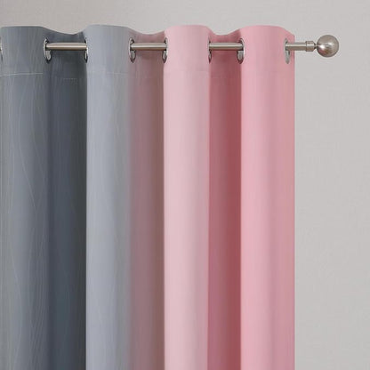Pink and Grey Blackout Curtains 84 inch Length, Ombre Full Room Darkening - Image 4