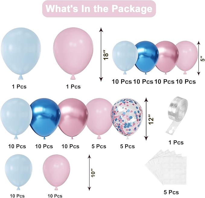 Pink and Blue Balloon Arch Kit, Birthday Decoration - Image 2