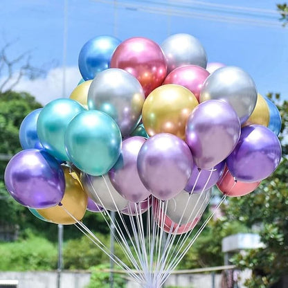 300 Pack Metallic Balloons 12 Inch Chrome Shiny Assorted Colors Latex Rainbow - Image 6