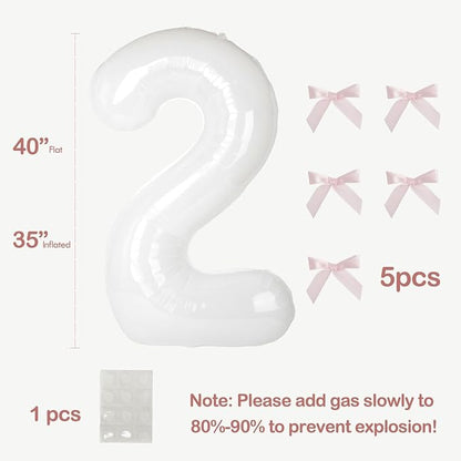 40 Inch White Number Balloons - Image 2