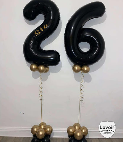 Black 26 Number Balloons, 40 Inch Giant Number 26 Balloons Foil Mylar Helium - Image 5