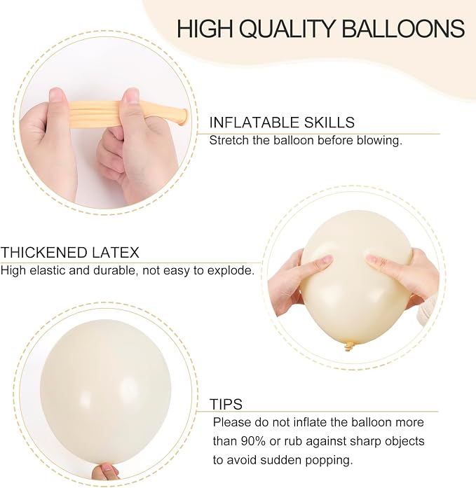 RUBFAC White Balloons Different Sizes Cream White Balloon Arch Kit 129pcs | - Image 3