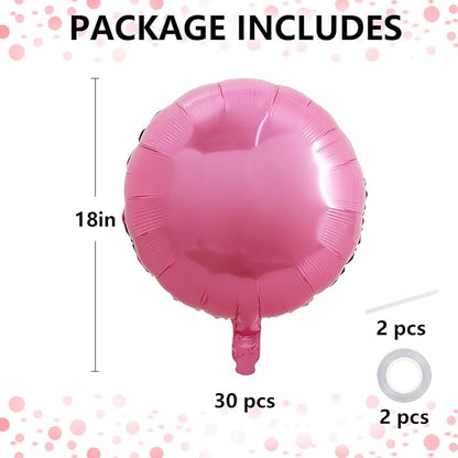 TONIFUL 30Pcs 18 Inch Round Balloons Large Pink Round Shape Foil Ballons Big - Image 2