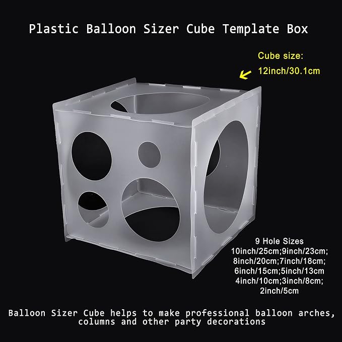 Auihiay 2-10 Inch Collapsible Plastic Balloon Sizer Box Cube, Balloon Sizer | - Image 4