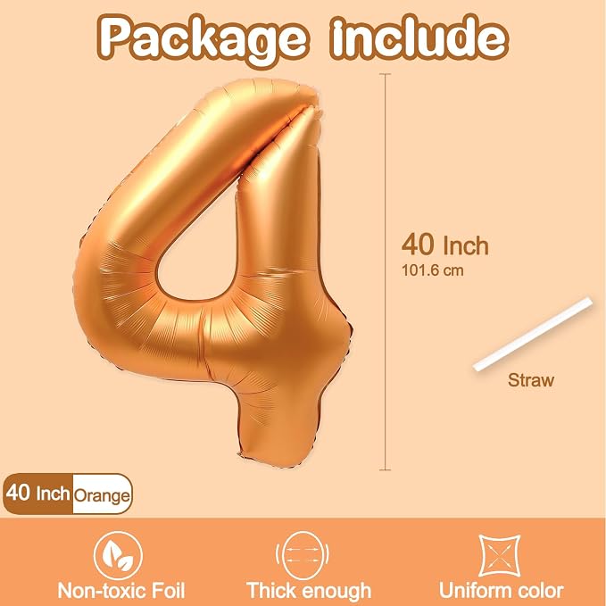 4 Balloon, 4 Balloon Number, Number 4 Balloon 40 Inch - Image 2