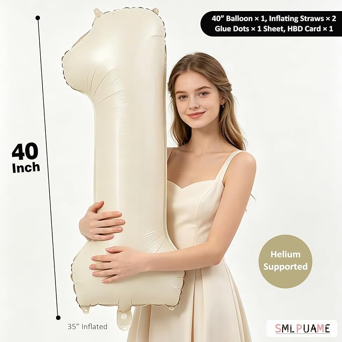 40 Inch Beige Number 5 Balloons - Image 4