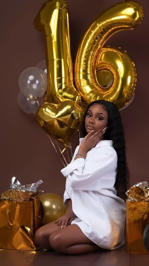 Gold Number 6 Balloon 40 Inch, 6th Birthday Party Decorations Men Women | Foil - Image 9