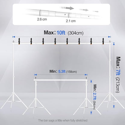 EMART Backdrop Stand 10x7ft Photo Studio Adjustable Background Stand Support kit - Image 2