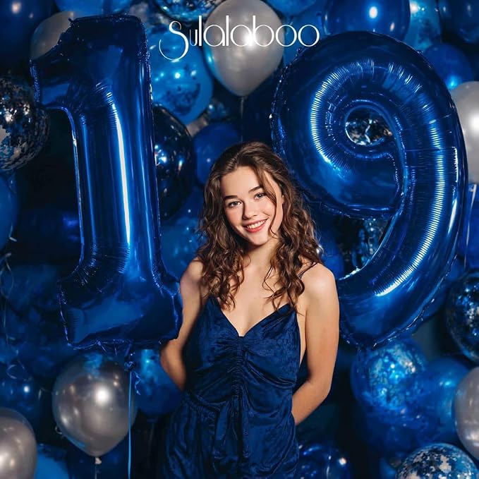40 Inch Navy Blue Big Number 19 Balloon 0-9 Large Helium | Royal Blue Balloons - Image 5