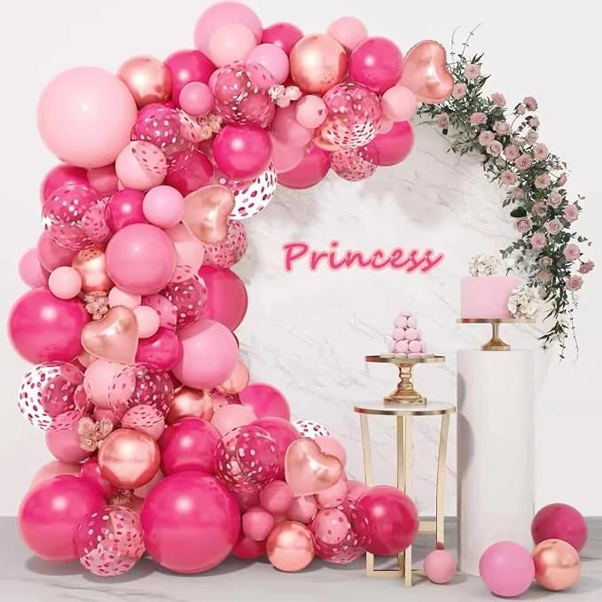 MEBAY Rose Red Pink Champagne Balloon Arch Garland Kit - Image 7