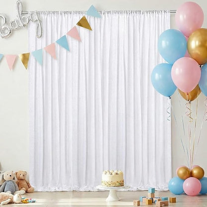 White Sequin Backdrop Curtains-2 Panels 2FTx8FT White Backdrop - Image 6
