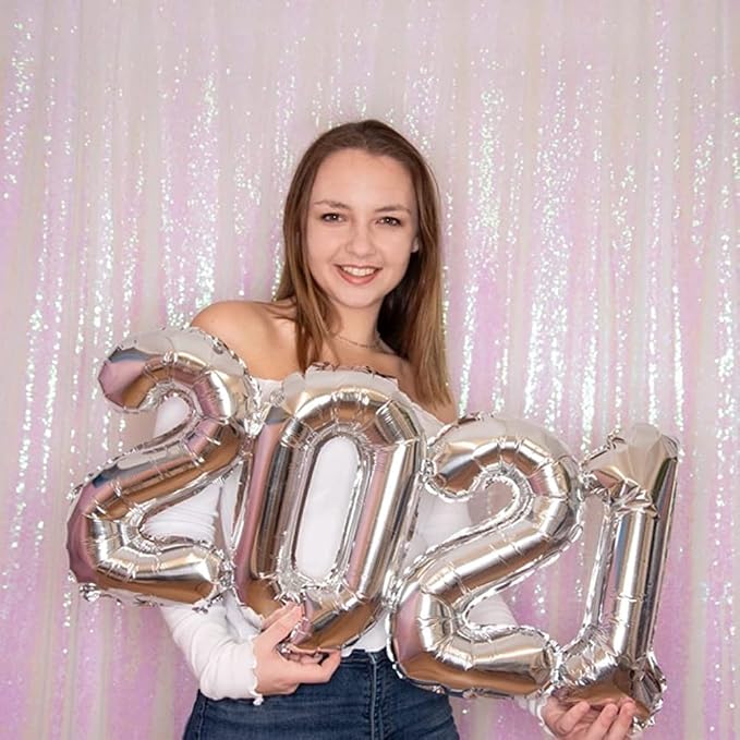 Poise3EHome White Iridescent Sequin Backdrop, 8FT x 10FT Sequin Photography - Image 3