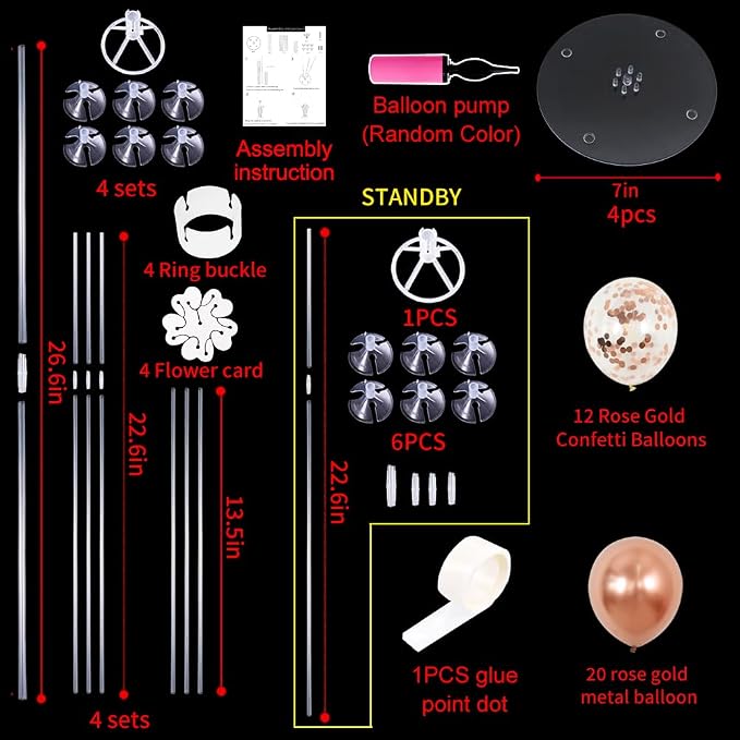 TONIFUL 4 Set Rose Gold Balloons Stand Balloon Centerpiece - Image 2