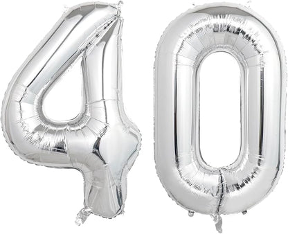 Number Balloons Silver Party Balloon by United-UnicornsParty