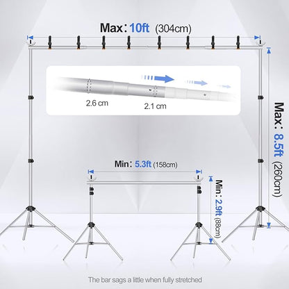 EMART Backdrop Stand 10x8.5ft Photo Studio Adjustable Background Stand Support - Image 3