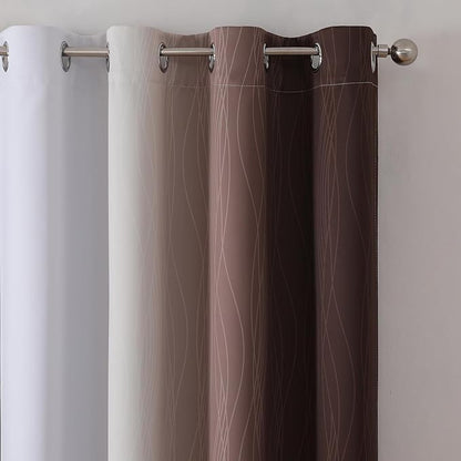 Brown and Greyish White Gradient Blackout Curtains - Image 4