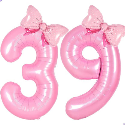 Pink Coquette Birthday Decorations 39 Balloon Numbers by Unknown