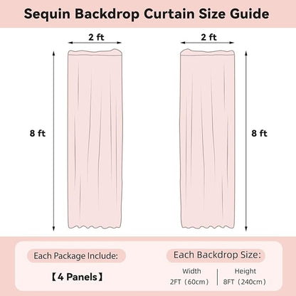 Sugargirl Black Silver Sequin Backdrop Curtain 4 Panels 2FTx8FT Glitter Black - Image 6