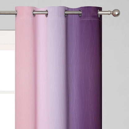 Ombre Pink and Purple Blackout Curtains 84 Inches Long, Full Room Darkening - Image 4