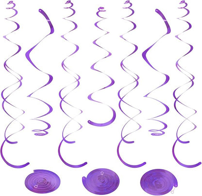24 PCS Purple Hanging Swirl, Sparkle Ceiling Hanging Decorations, Plastic by PatiCool