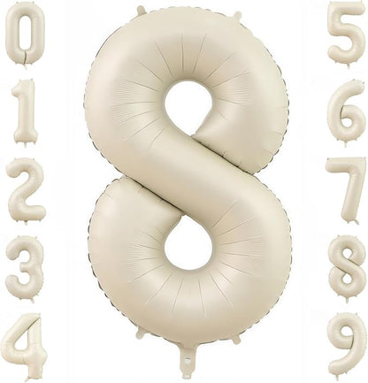 Cream Number 8 Balloons, 40 Inch 8 Balloons Giant Helium Foil Mylar Beige 8 - Image 2