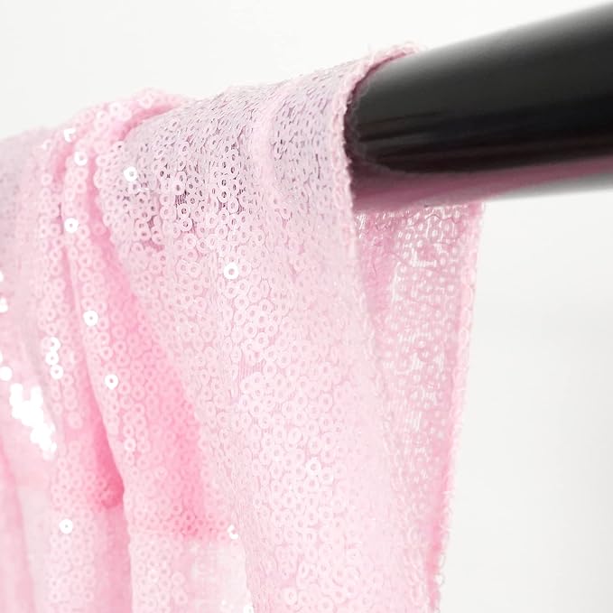Poise3EHome 2Pcs 2Ft x 8Ft Pink Sequin Backdrop Curtains, Glitter Photography - Image 5