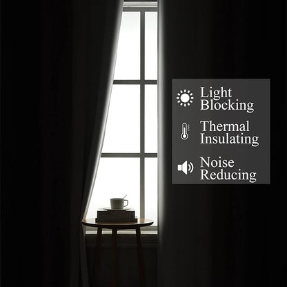 Purple and Greyish White Blackout Curtains 54 Inch Length, Light Blocking - Image 3