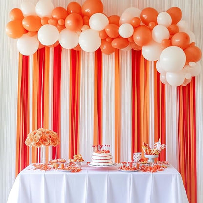 8 Crepe Paper Streamers, 656ft Pack of Red White & Orange Party Decorations | - Image 2