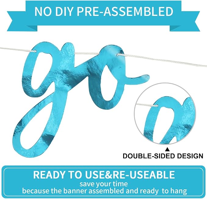 BEISHIDA Double-sided Lake Blue Go Shawty It's Your Birthday Banner Decor | - Image 3