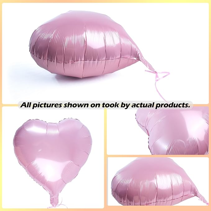 30 Pcs 18 Inch Pink Heart Foil Mylar Helium Balloons - Image 2