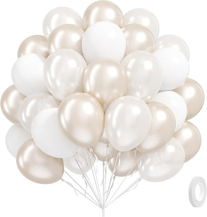 60pcs Double Stuffed Pearl Balloons 12inch, Pearl White Balloons by Leraqertra