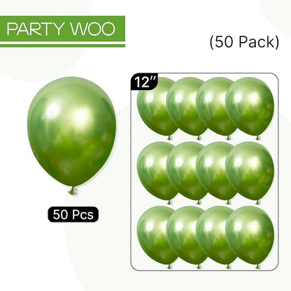 PartyWoo Metallic Green Balloons 50pcs Latex Helium Balloons 12 Inch | - Image 6