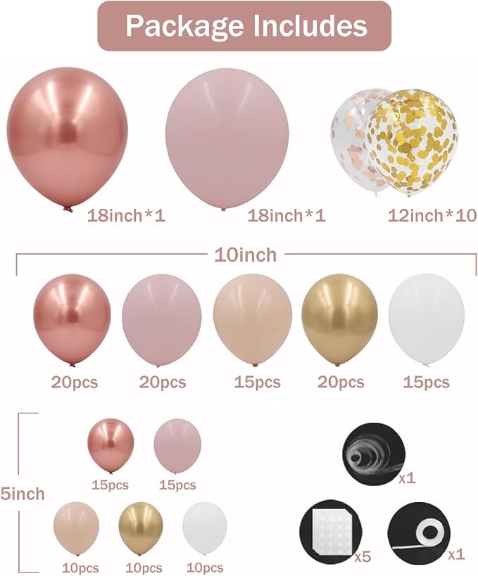 Rose Gold and White Balloons Garland Arch Kit - Image 2