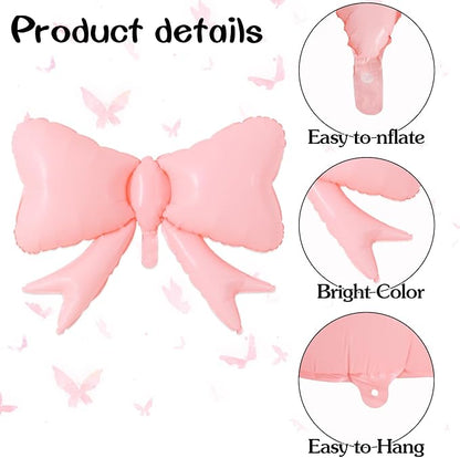 Vuzvuv 5 Pcs Pink Blue Bow Balloons, 30 Inch Foil Bow Balloon - Image 3
