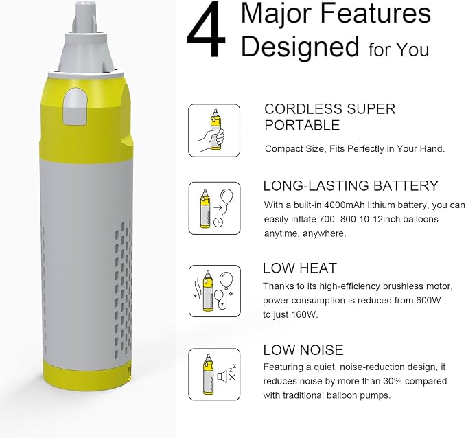 Ultra-Portable Balloon Pump – Cordless, USB Rechargeable & Handheld Electric - Image 2