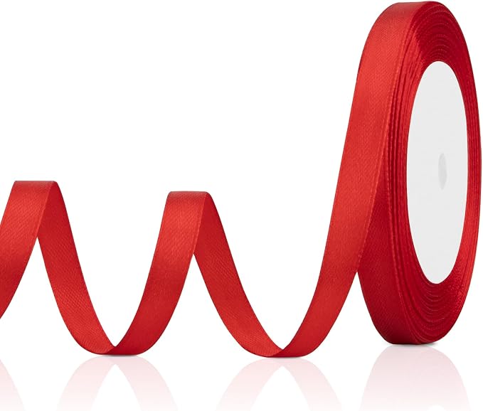 Red Satin Ribbon for Gift Wrapping 3/8 in 25 Yards Red Hair Ribbons for Women by OALCQ