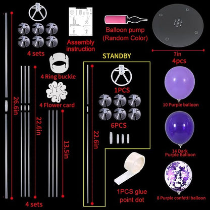 TONIFUL 4 Set Purple Balloon Stand Balloon Centerpiece - Image 2